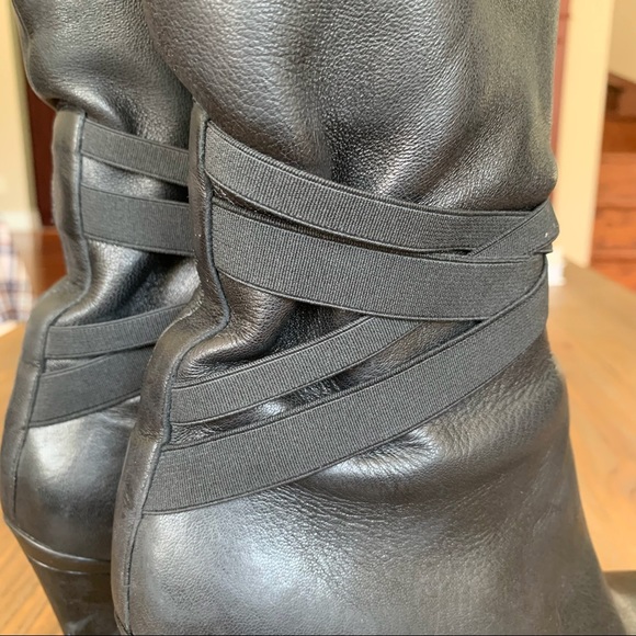 SOLD Stuart Weitzman | Black Leather Elastic-Strap Boot - Picture 10 of 15